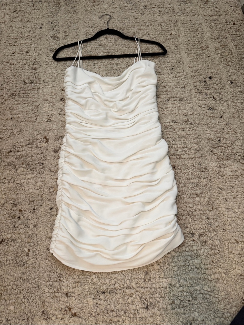 cinq a sept white Ruched Spaghetti-Strap Mini Dress